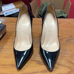 Christian Louboutin So- Kate patent pointed toed red sole pump
